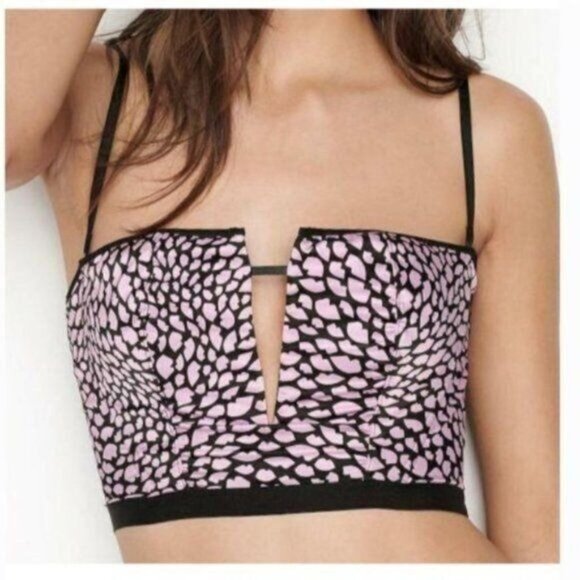 Victoria's Secret Bustier Corset M Very Sexy Lips Lavender Black Bralette - Picture 10 of 10